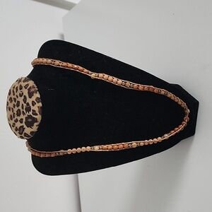 brown beaded long strand necklace
